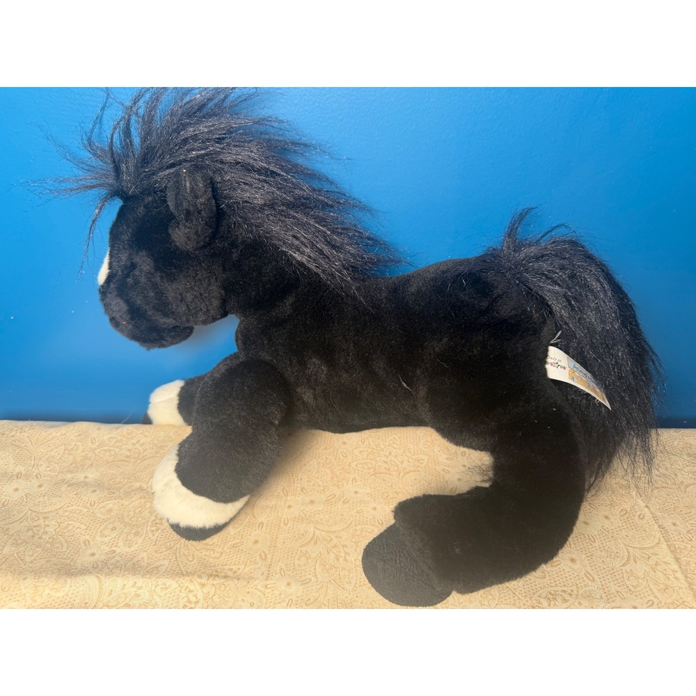 Animal Alley Toys R Us Black Horse Plush White Socks Blaze Stuffed Animal 14 in